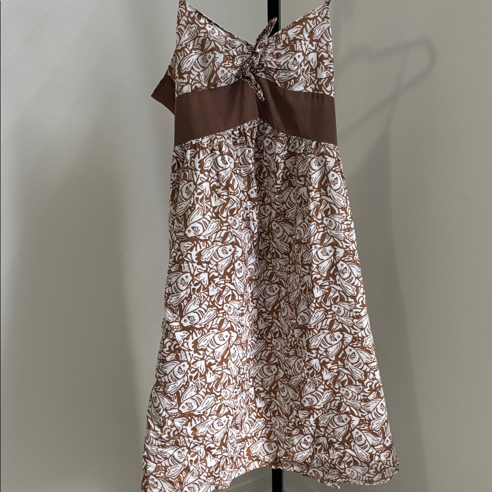 Vineyard Vines Brown and White Cotton Fish Print Dress